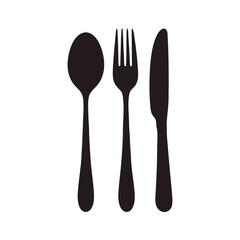 Cutlery Silhouette - Spoon, Fork, and Knife Vector for Restaurant and Dining Graphics