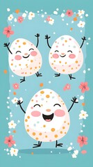 Joyful Easter Eggs Cartoon Illustration