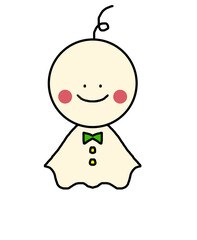可愛いクリーム色のてるてる坊主のイラスト