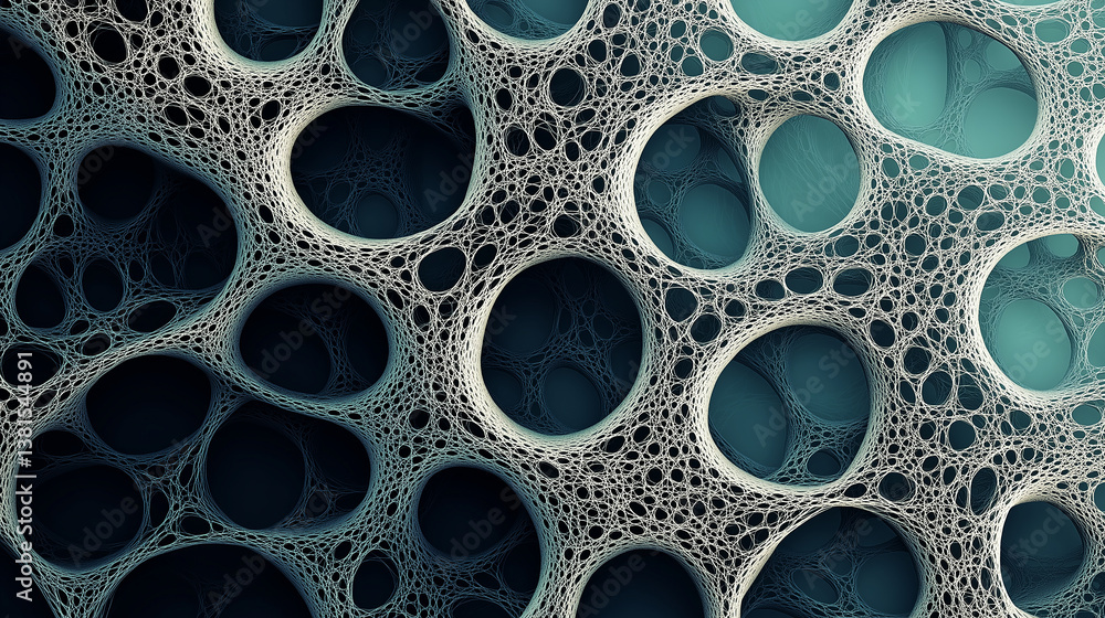 Poster Organic mesh weaving an intricate network pattern: biological or technological structure