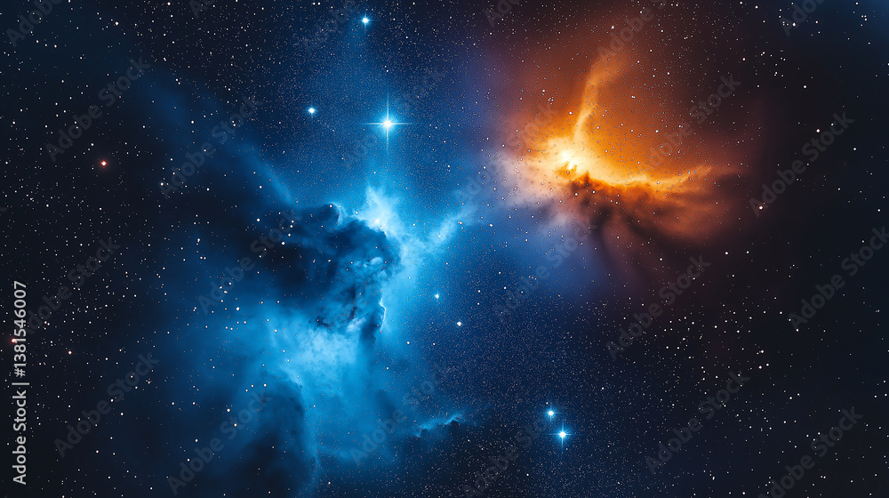 Aufkleber Bright stars and nebulae creating colorful deep space scene