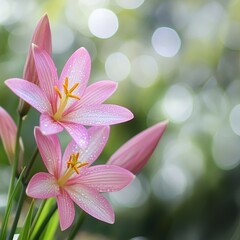 Fototapeta premium Decorative pink rain lily