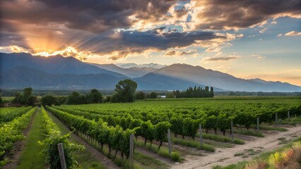 Naklejka premium Scenic Sunset in Mendoza Wine Country
