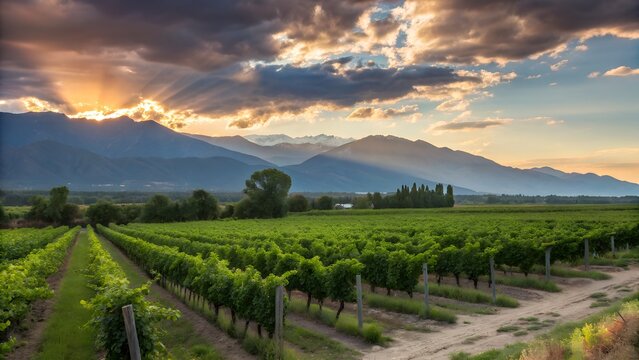 Scenic Sunset in Mendoza Wine Country