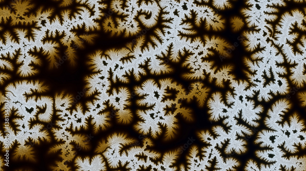 Poster Golden fractal dendrites creating intricate organic patterns