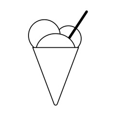 Ice cream cone. Sweet frozen dessert. Simple waffle shape. Vector illustration.