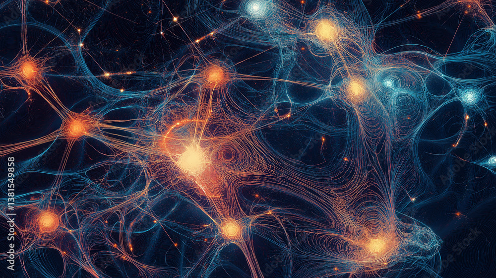 Poster Neural network communicating with electrical signals, creating artificial intelligence