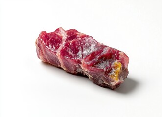 Close Up of Dry Cured Loin Iberian Pork Meat on White