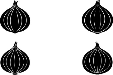Onion icon vector art, Vector of onion black icon silhouette design