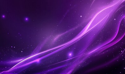Abstract Purple Galaxy Background with Glowing Stars and Flowing Light