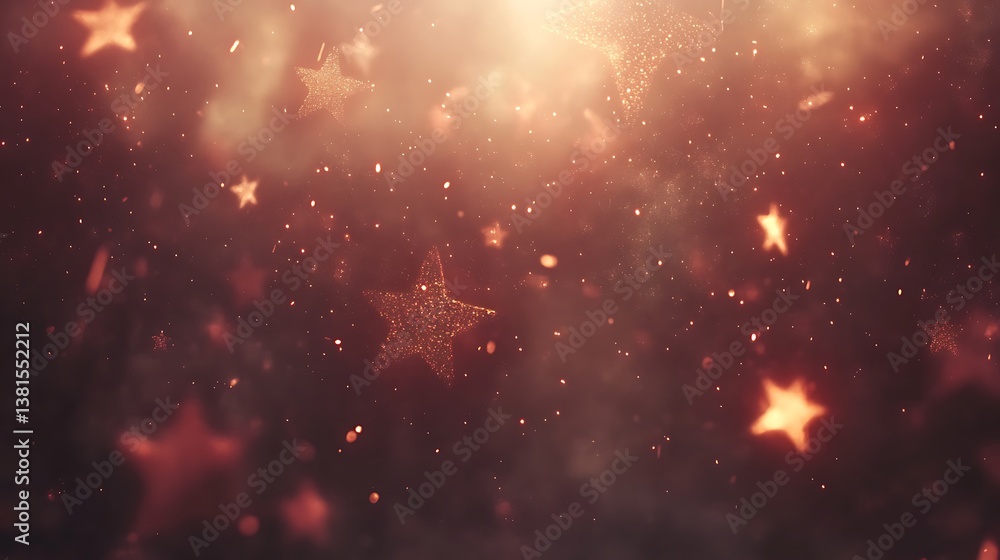 Poster glowing stars and sparkling particles float across darkened atmosphere