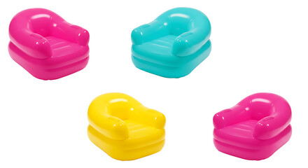 Colorful Inflatable Chairs Isolated for Kids Room Decor or Summer Fun