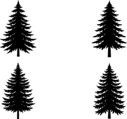 Pine tree solid icon vector art, Vector of mountain tree icon silhouette design