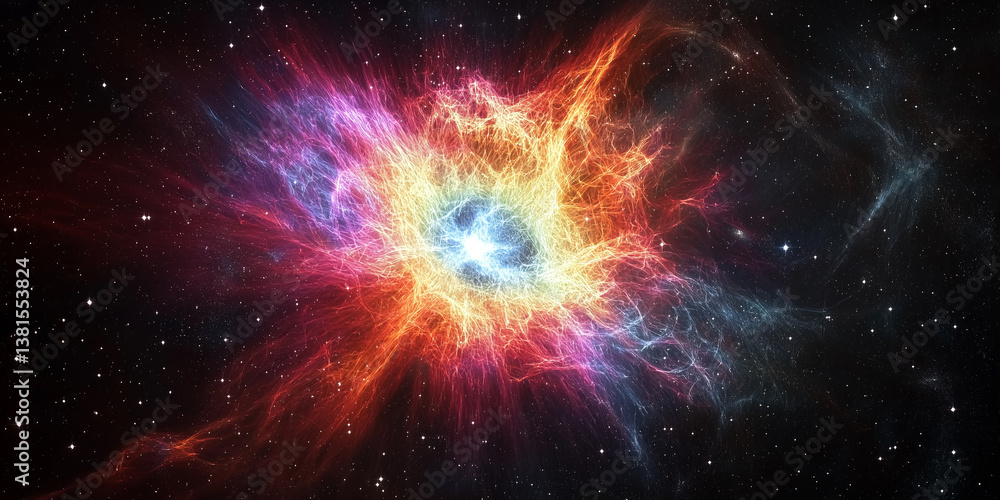 Aufkleber Colorful nebula exploding in the deep space with million stars around