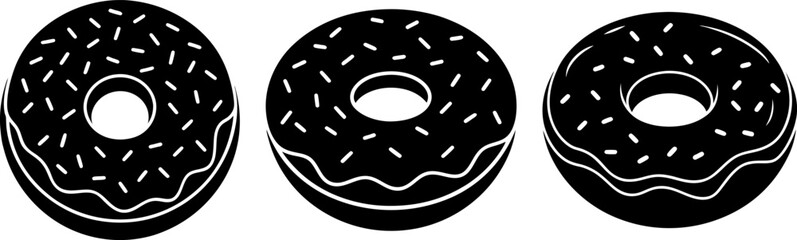 Chocolate donuts solid icon vector art, Vector of donut icon silhouette design