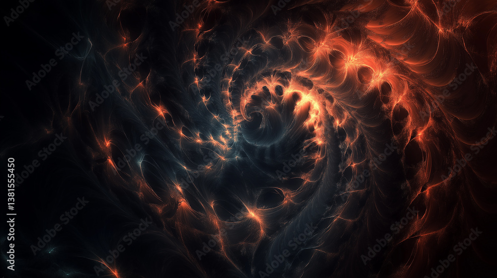 Leinwandbilder swirling red and orange fractal energy creating a dynamic abstract background
