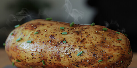 Baked potatoes with onions.