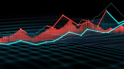 Colorful line graphs illustrating financial data trends on a black background