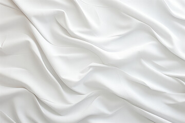 Naklejka premium White background, white silk fabric with waves, soft and smooth curves, top view 