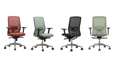 Four Modern Office Chairs in Different Colors for Interior Design