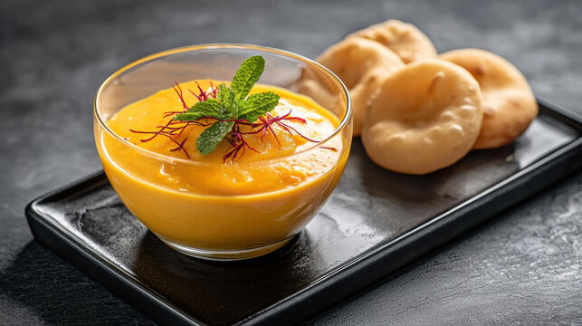 Elegant Aamras with Mini Puris and Artistic Plating