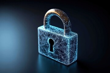Glowing padlock symbolizing digital security in cyberspace