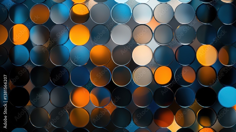 Poster a vibrant display of overlapping circles features shades of blue and orange, creating an engaging ab