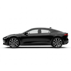 Fototapeta premium Sleek Black Electric Car Studio Shot on White Background