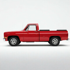 Red Classic Pickup Truck Isolated Side View Stock Image