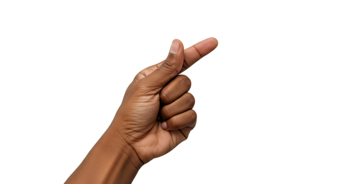 Hand gesture representing money with fingers on white background
