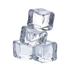 Obraz premium isolated ice cubes viewed from the side, reflecting light