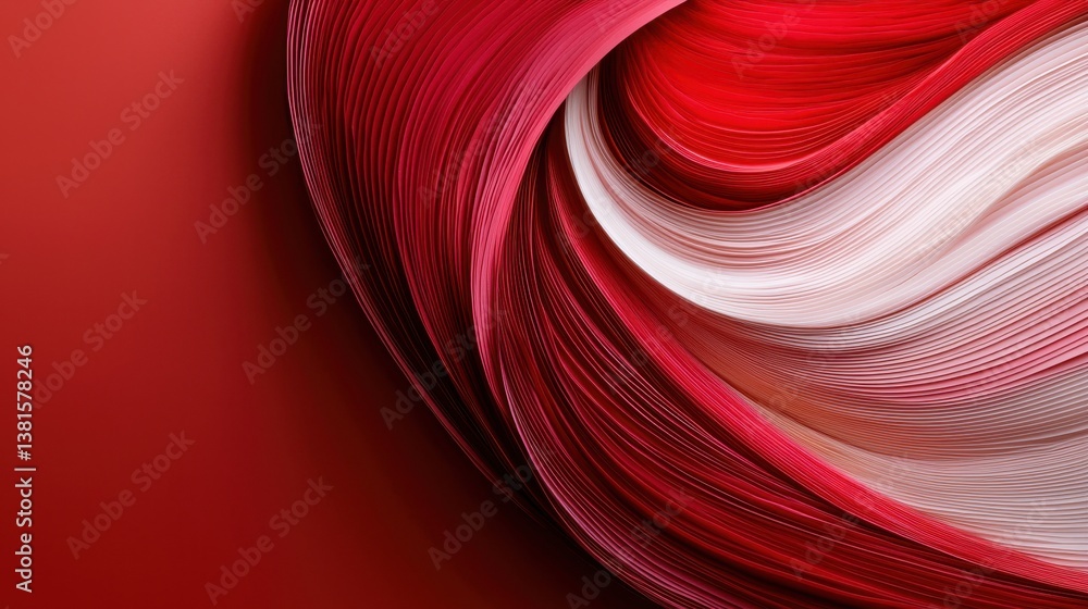 Poster vivid red and white colors intertwine in a mesmerizing pattern, creating a sense of motion and depth
