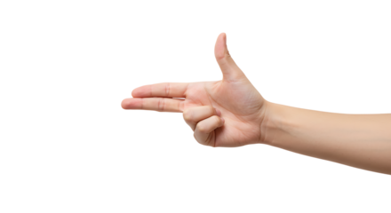 Hand Gesture Forming Gun Shape on White Background for Creative Concepts