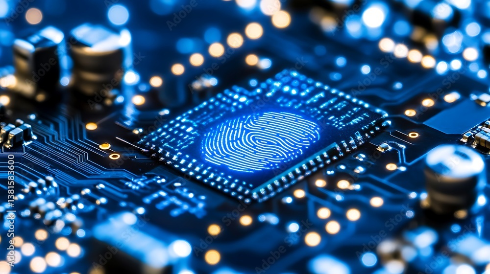 Poster fingerprint integrated circuit representing data security and access control