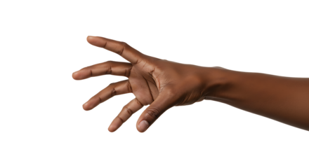 Reaching Out African American Hand Isolated on White Background Studio Shot