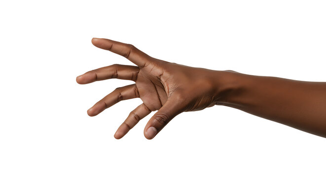 Reaching Out African American Hand Isolated on White Background Studio Shot