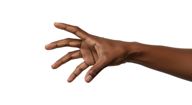 Reaching Out African American Hand Isolated on White Background Studio Shot