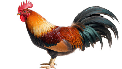 Fototapeta premium a vibrant rooster stands proudly showcasing its colorful plumage