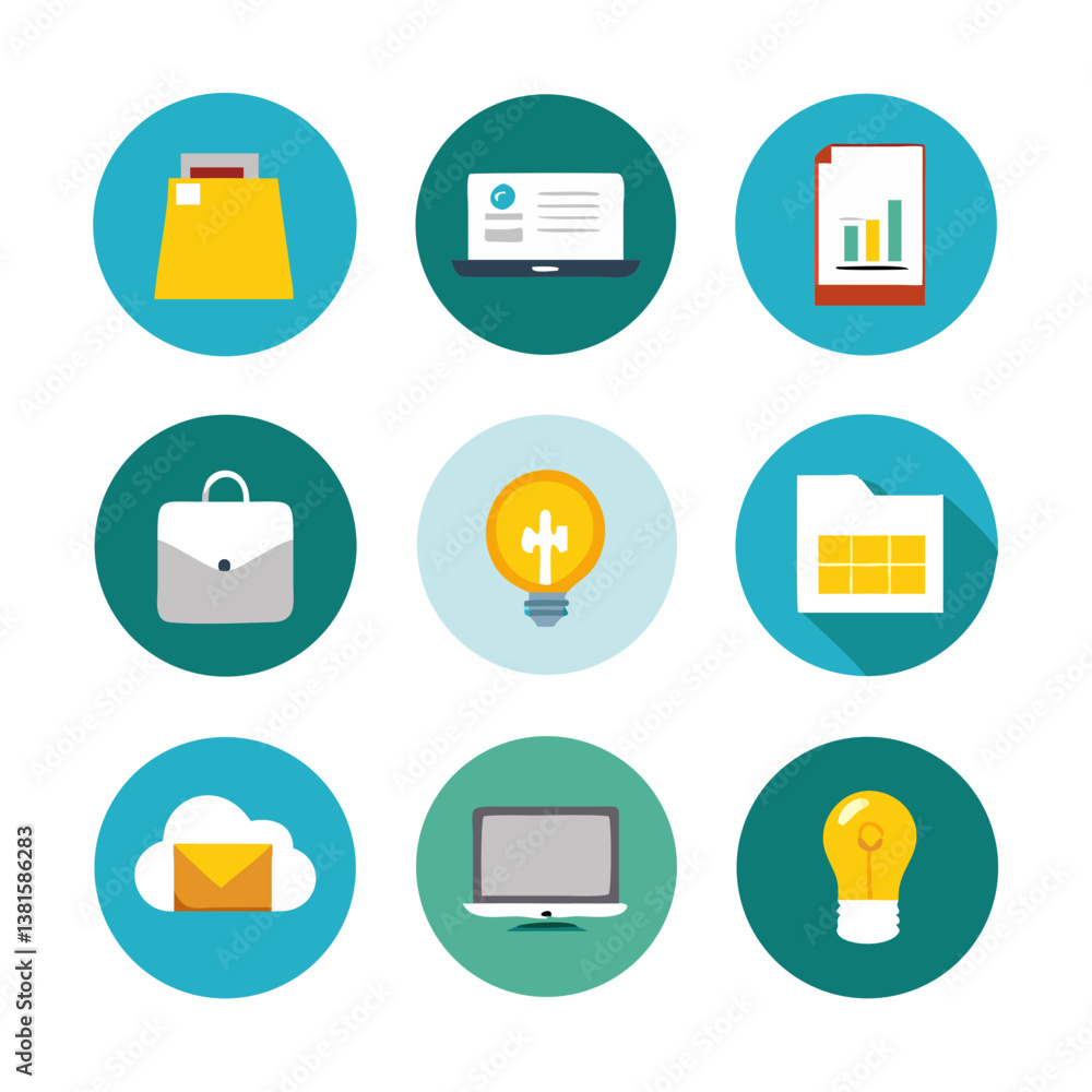 Poster flat icon set for web and mobile applications