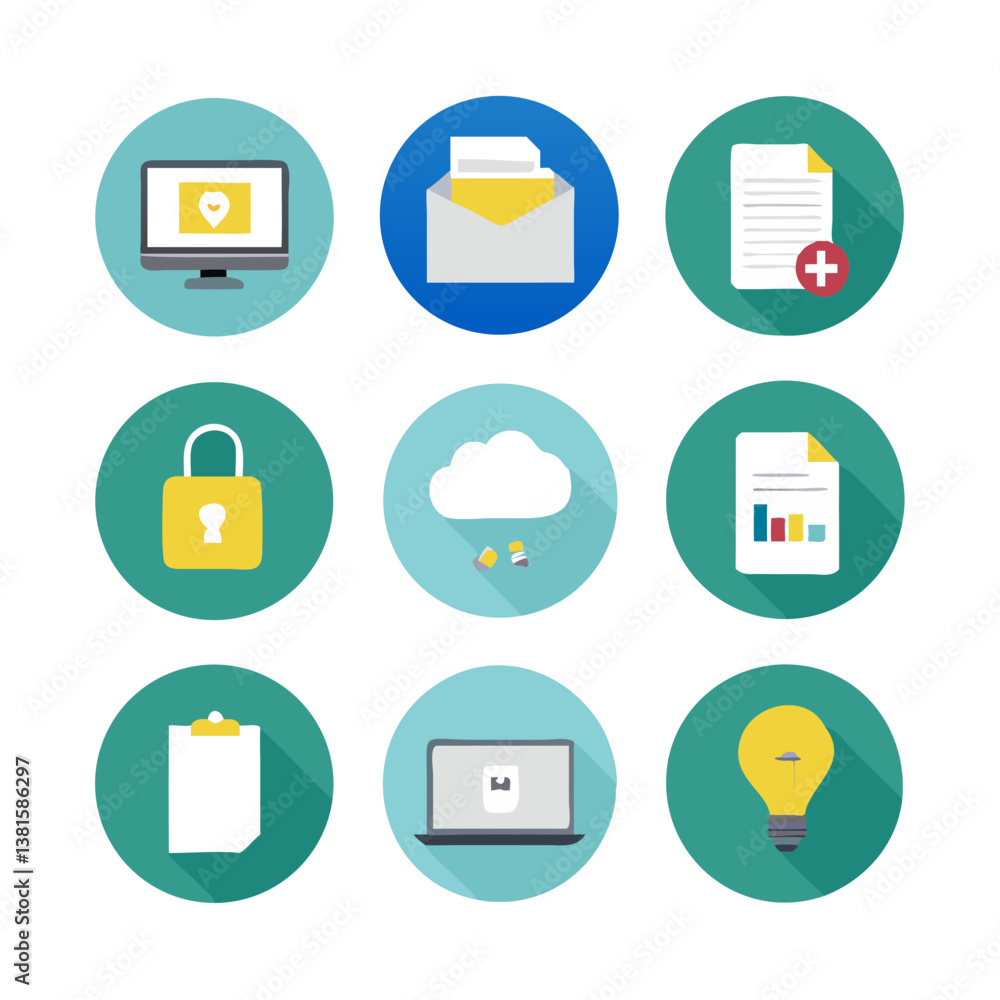 Poster flat icons set for web and mobile applications