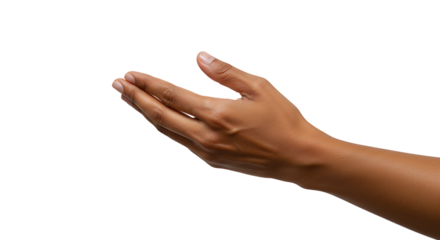 Hand Reaching Out Isolated on White Background for Product Placement