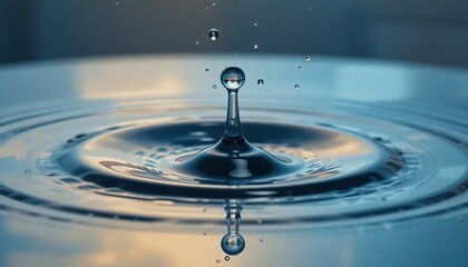 Clear Water drop with circular waves