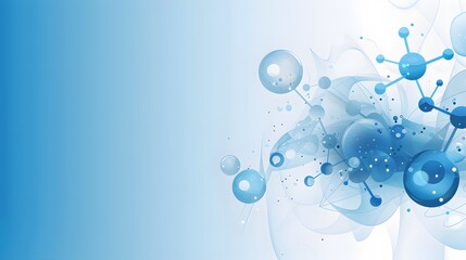Abstract Molecule Structure on Blue Gradient Background for Science or Medical