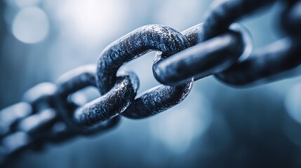 A close up of a metallic chain with blurred background