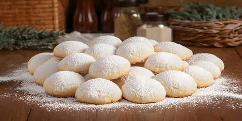 Fototapeta premium Delicious Powdered Sugar Cookies Sweet Treat Bakery