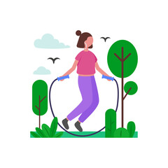 Fun Jump Rope Workout Vector Illustration