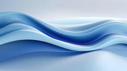 Obraz premium 3d render of abstract blue background with waves and ribbons. Vector illustration for web design, poster, or banner. Isolated on a pastel light grey background