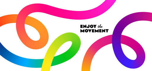 Abstract Background with Color Lines. Graphic Shapes with Gradient. Vector Pattern with Curve 3D Rainbow Ribbons. Wave Modern Poster Design