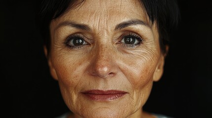Obraz premium This intimate portrait of an older woman highlights her expressive features and natural beauty, symbolizing wisdom, experience, and the passage of time in human life.