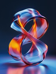 3D render of abstract shapes with gradient color, holographic glass effect and black background. Abstract futuristic shape for banner design. 